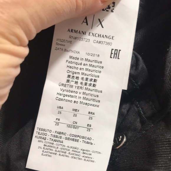 Armani Exchange J27 SUPER-SKINNY RIPPED BLACK BUTTON-FLY JEAN-Authenticated - Picture 7 of 10